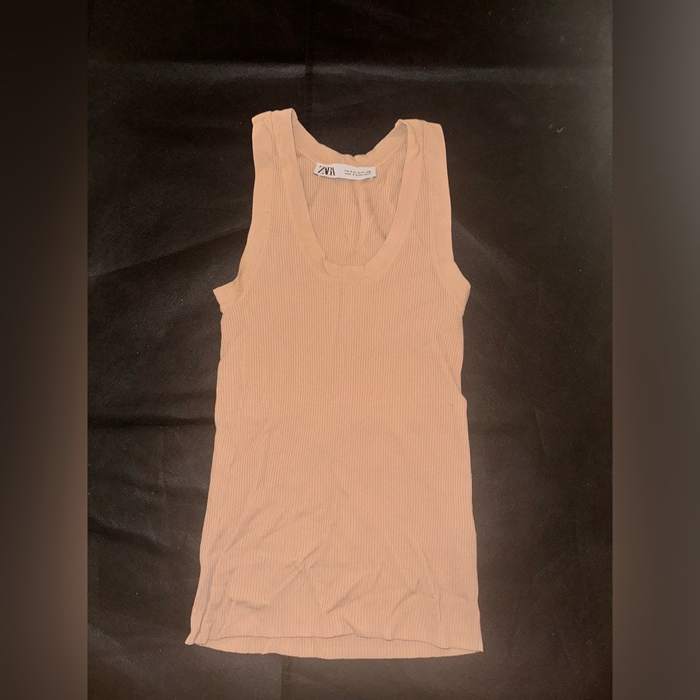 Beige Zara ribbed tank